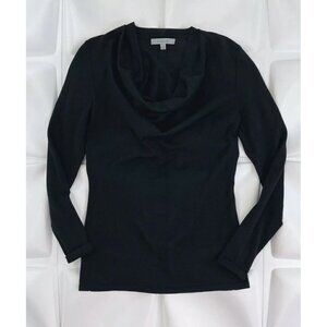 Classiques Entier Sz XS Black Merino Wool Draped Knit Sweater Cowl Neck Womens